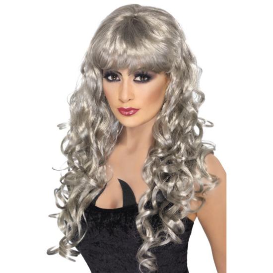 Peluca plateada de fantasma con flequillo Peluca plateada de fantasma con flequillo