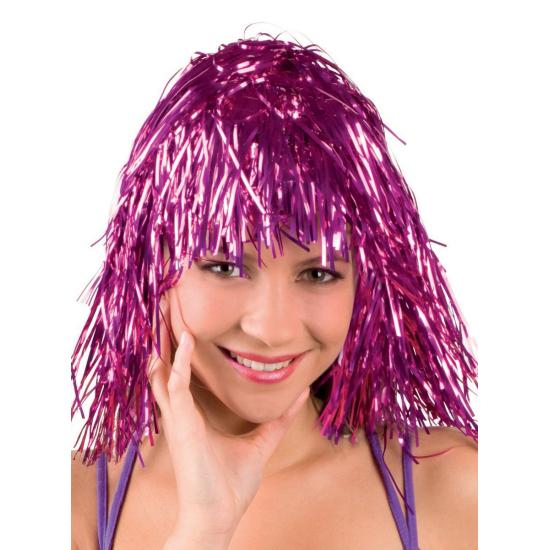 Peluca rosa brillante festiva para adulto Peluca rosa brillante festiva para adulto