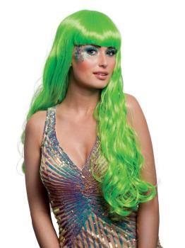 Peluca verde de sirena encantadora para mujer