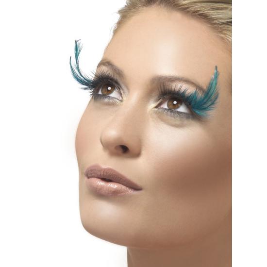 Pestañas con plumas color turquesa Pestañas con plumas color turquesa