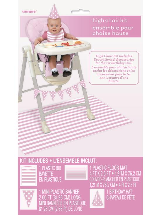 Set de 1º cumpleaños rosa y blanco