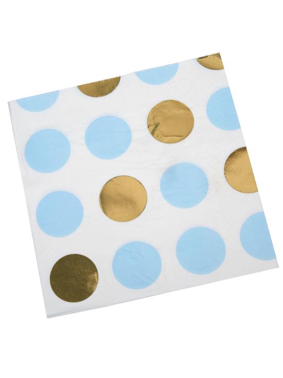 16 servilletas de lunares azules y dorados (33x33 cm) - Pattern Works Blue