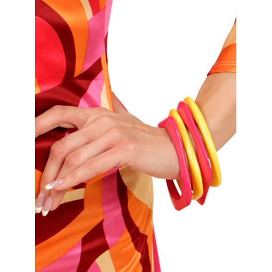 Set de 4 pulseras disco rosas y amarillas para mujer Set de 4 pulseras disco rosas y amarillas para mujer