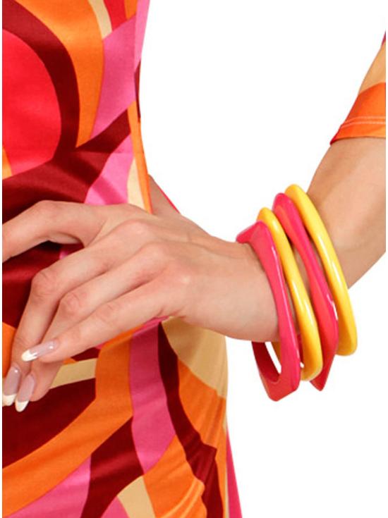 Set de 4 pulseras disco rosas y amarillas para mujer