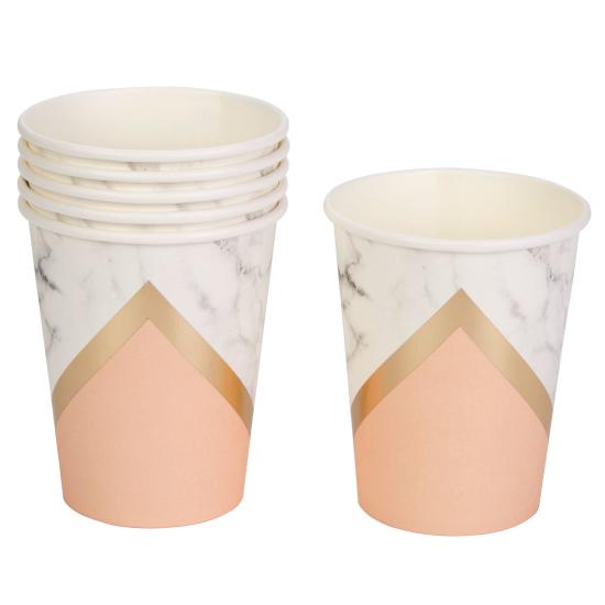 8 vasos estampado geométrico melocotón de papel - Colour Block Marble