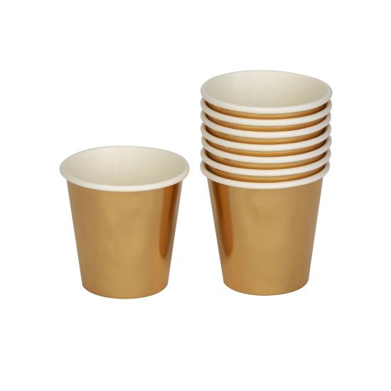 8 vasos pequeños dorados de papel - Woo Hoo Hen DO