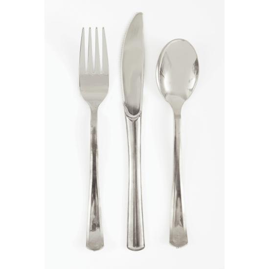 Set de cubiertos de plástico color dorado - Línea Colores Básicos Set de cubiertos de plástico color dorado - Línea Colores Básicos