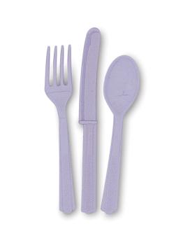 Set de cubiertos de plástico color lila - Línea Colores Básicos