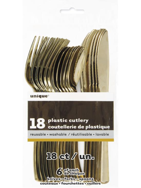 Set de cubiertos de plástico plateados - Línea Colores Básicos
