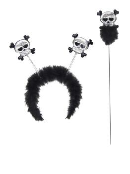 Set de diadema y varita de calavera