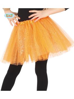 Tutú naranja con brillantina para niña