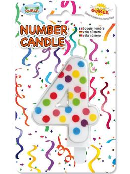 Vela de Cumpleaños Confeti Número 4