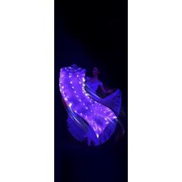 Leque Branco com LEDs Multicoloridos (75x150 cm) – Acessório Luminoso para Festas, Carnaval e Halloween