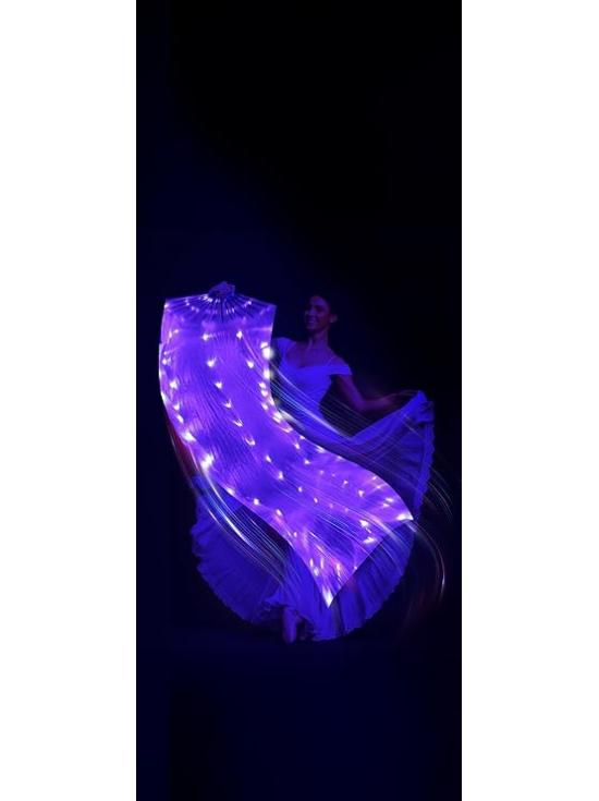Leque Branco com LEDs Multicoloridos (75x150 cm) – Acessório Luminoso para Festas, Carnaval e Halloween