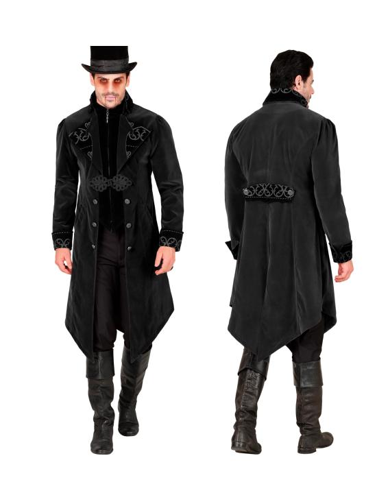 Fraque gótico masculino de veludo steampunk, fantasia de carnaval e cosplay de Halloween