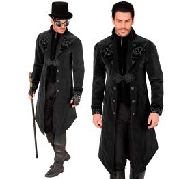 Fraque gótico masculino de veludo steampunk, fantasia de carnaval e cosplay de Halloween