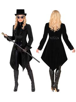 Casaco gótico feminino de veludo steampunk, fraque, carnaval, halloween, cosplay