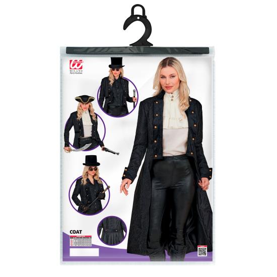 Casaco preto vitoriano para trajes de época e steampunk.