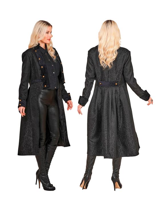 Casaco preto vitoriano para trajes de época e steampunk.