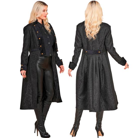 Casaco preto vitoriano para trajes de época e steampunk.
