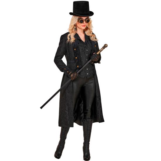 Casaco preto vitoriano para trajes de época e steampunk.
