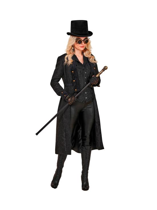Casaco preto vitoriano para trajes de época e steampunk.