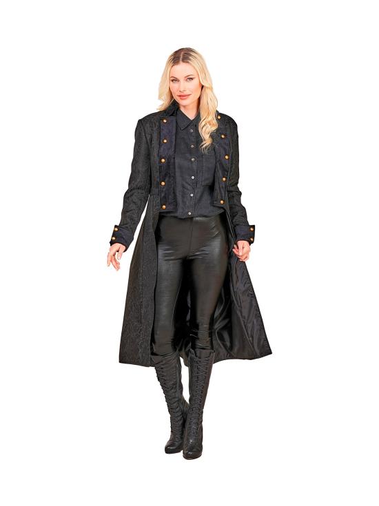 Casaco preto vitoriano para trajes de época e steampunk.
