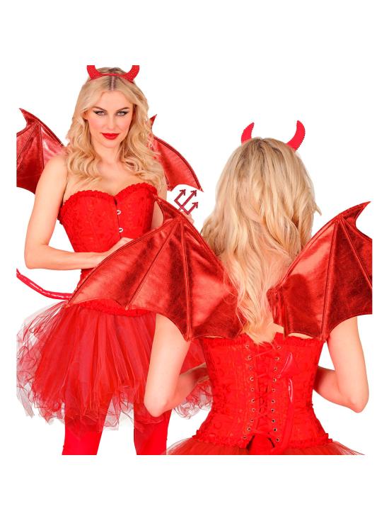 Asas de Diabo Vermelho ou Asas de Morcego Pretas, Moldáveis, 84x36 cm