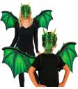Asas e máscara de dragão verde