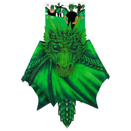 Asas e máscara de dragão verde