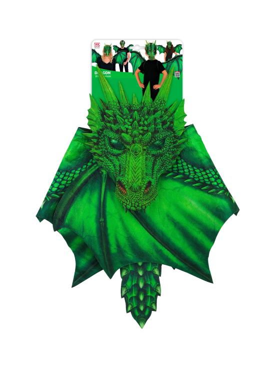 Asas e máscara de dragão verde
