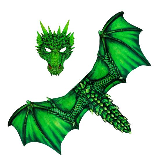 Asas e máscara de dragão verde