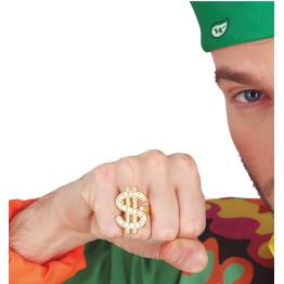Anel de dólar dourado.