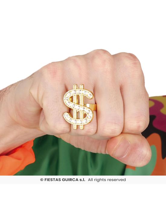 Anel de dólar dourado.