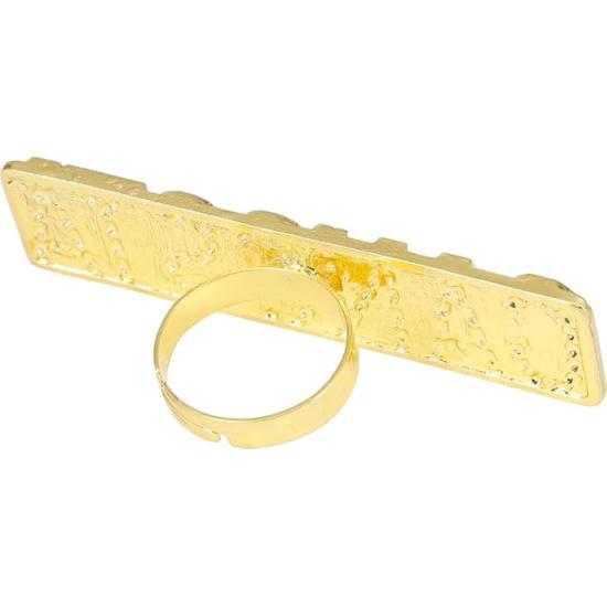 Anel dourado “GANGSTA” – Acessório para fantasia de hip hop/rapper (tamanho único)