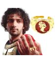 Anel Romano Vermelho – Acessório de Joia para Trajes de Gladiador e Imperador