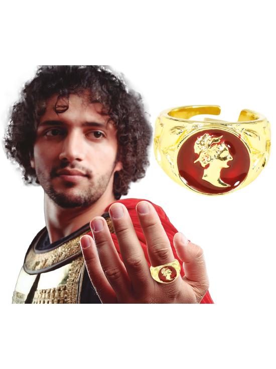 Anel Romano Vermelho – Acessório de Joia para Trajes de Gladiador e Imperador