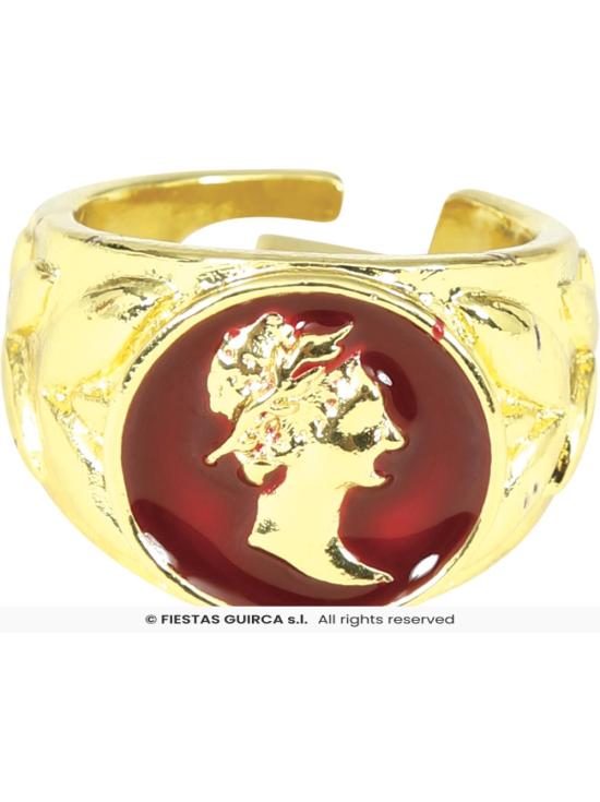 Anel Romano Vermelho – Acessório de Joia para Trajes de Gladiador e Imperador