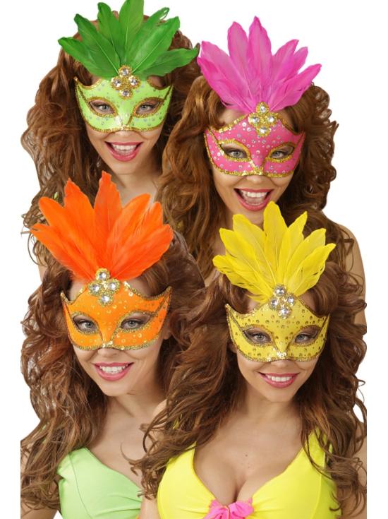 Antifaz Brasileño lentejuelas y plumas varios colores