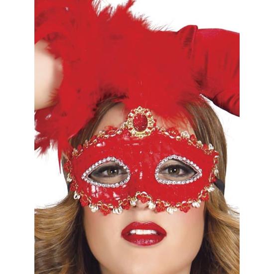 Máscara vermelha com pena