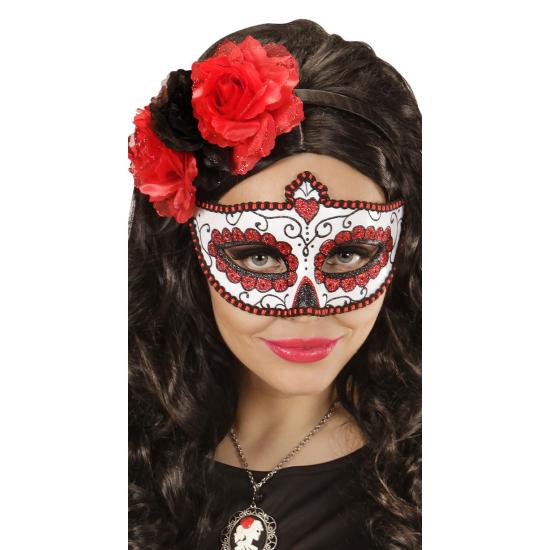 Antifaz de Catrina con brillantina  mujer Antifaz de Catrina con brillantina  mujer