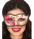 Máscara veneziana pintada de vermelho