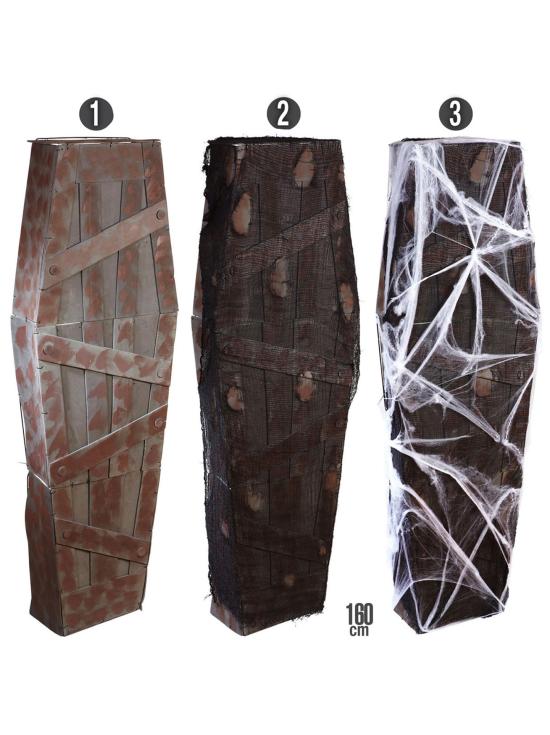 Caixão com teias de aranha de 160 cm.