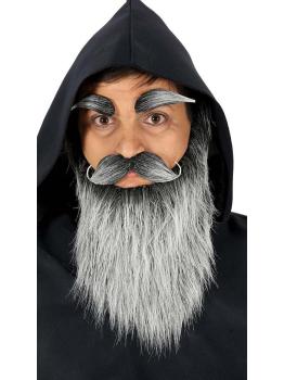 Barba Cinzenta com Bigode e Sobrancelhas