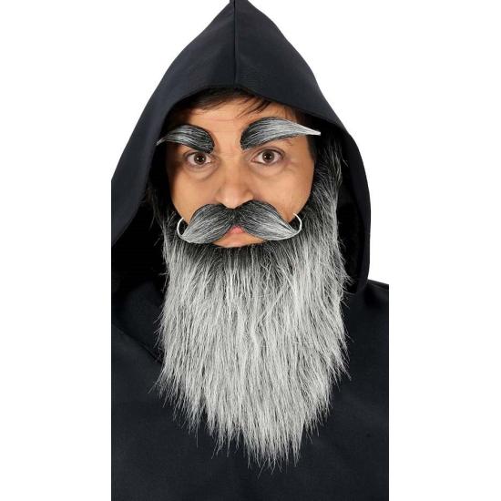 Barba Cinzenta com Bigode e Sobrancelhas