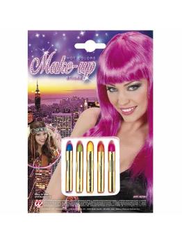 Conjunto de barras de maquiagem com 5 tintas atraentes.