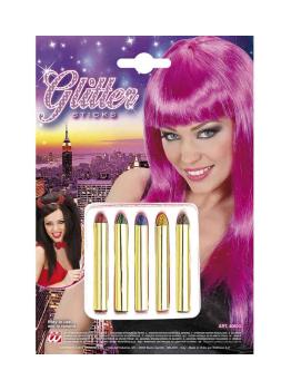 Conjunto de barras de maquiagem com 5 tintas brilhantes.
