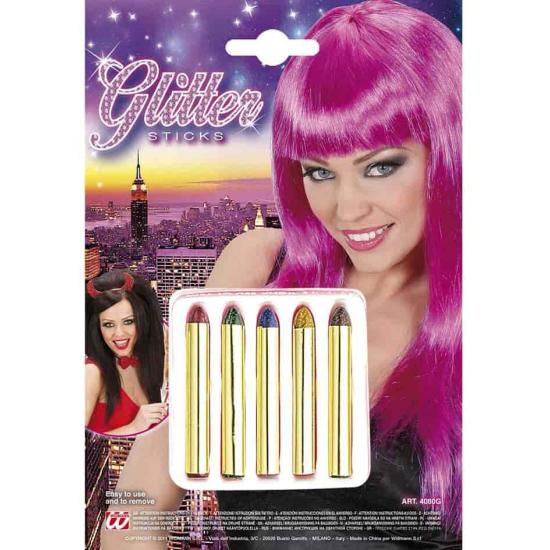 Conjunto de barras de maquiagem com 5 tintas brilhantes. Conjunto de barras de maquiagem com 5 tintas brilhantes.