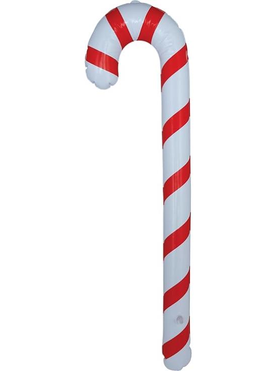 Bengala doce de Natal inflável (90 cm) - Branca e vermelha