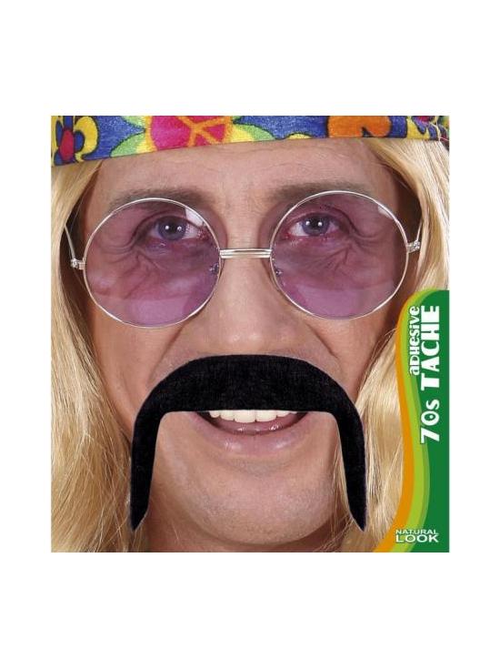 Bigode preto dos anos 70 com adesivo.